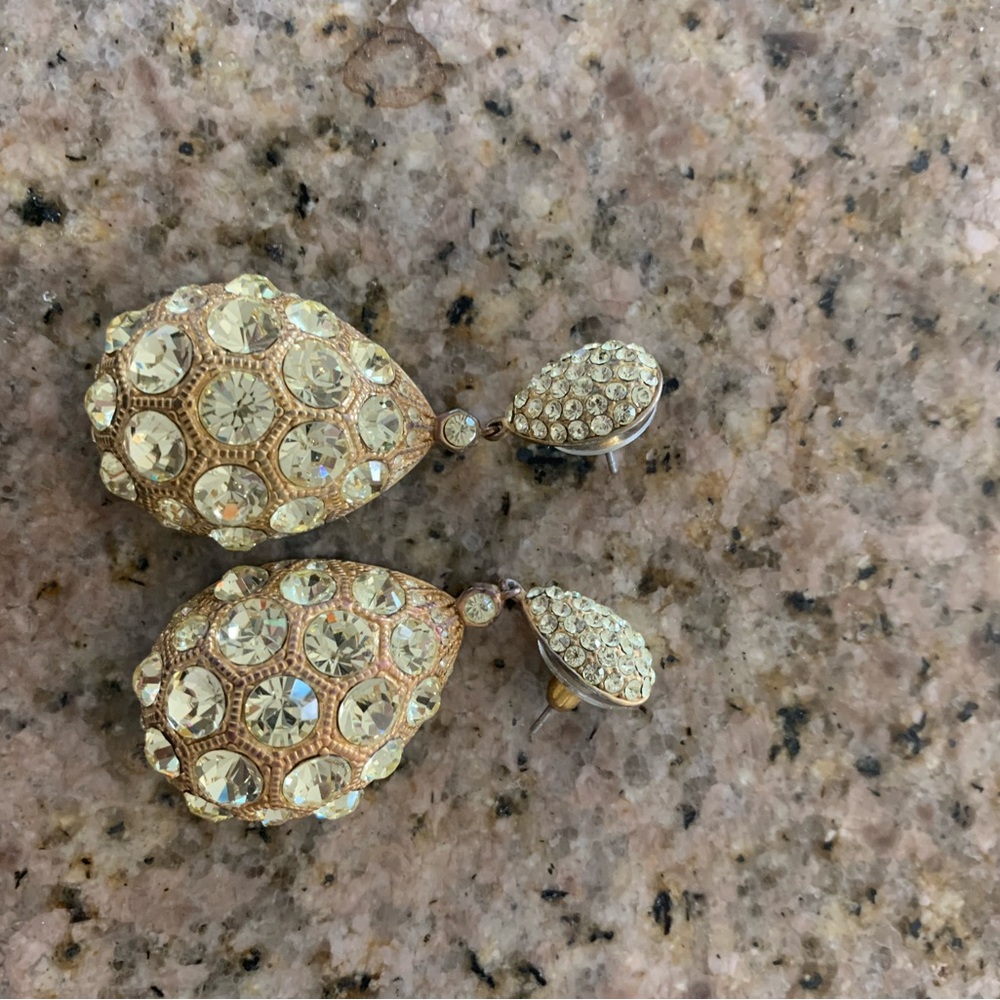 Joan Boyce Gold Crystal Teardrop Earrings